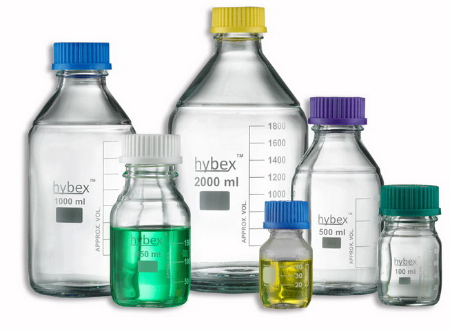 Hybex Media Storage Bottle StarterPack with Blue Cap (Includes 2x100ml, 3x250ml, 3x500ml, and 2x1L)