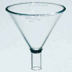 Funnel, Short stem, Glass - 125 mm.