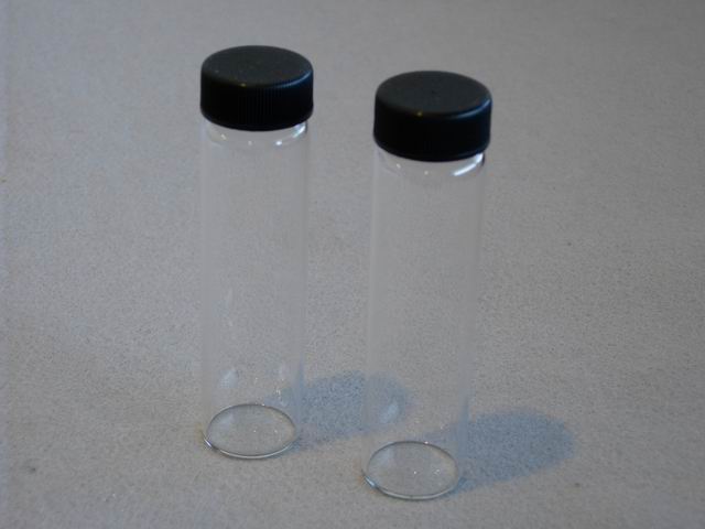 Glass vials w/black caps - 8 dram