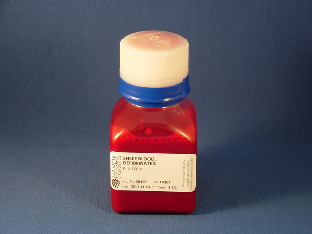 Sheep blood, defibrinated - 100 mL.