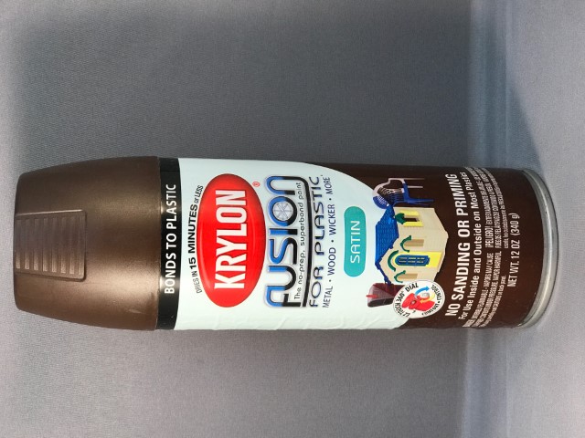 Krylon Fusion Satin Espresso for Plastic Paint.