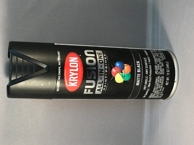 Krylon Fusion Flat Black for Plastic paint.