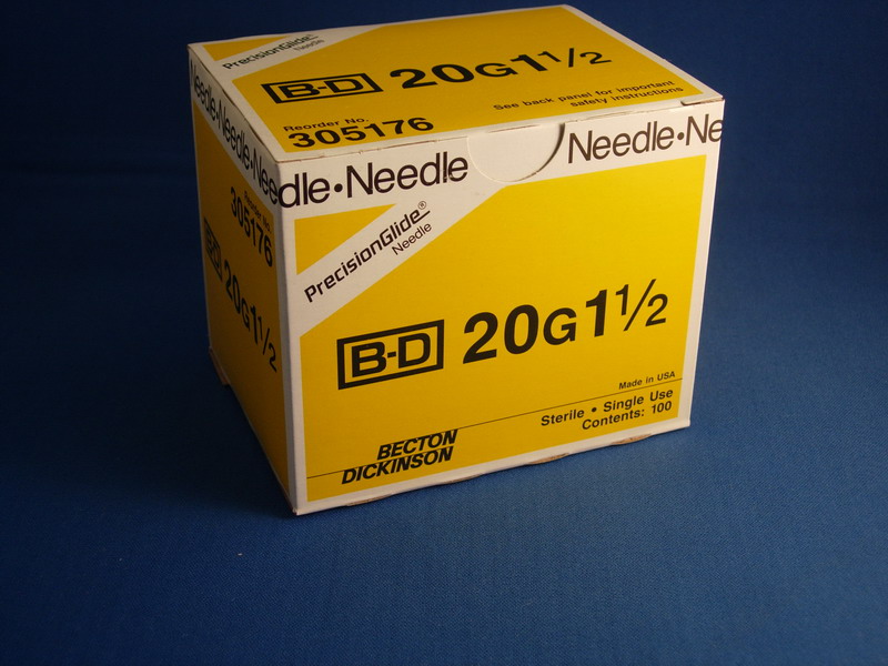 Syringe needle, Hypodermic - 20Gx 1''