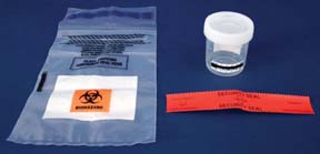 Sterile Urine Specimen Collection Cup w/Temp. Strip, Evidence Seal & Transport Bag