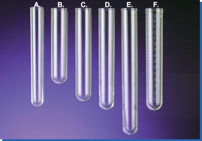 17mm outside diameter 16mL test tubes w/rounded bottom, clear